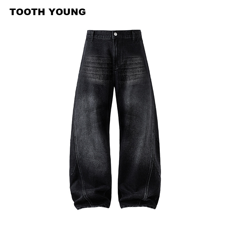 TOOTH YOUNG muške traperice ravnog kroja, izlizane i oprane, streetwear, jesen