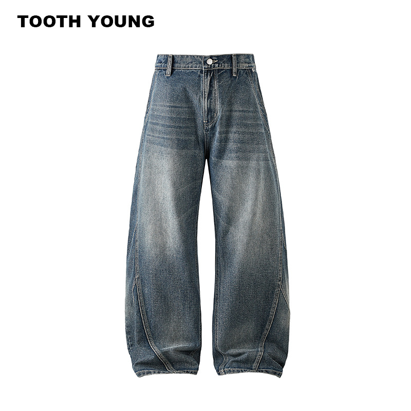 TOOTH YOUNG muške traperice ravnog kroja, izlizane i oprane, streetwear, jesen
