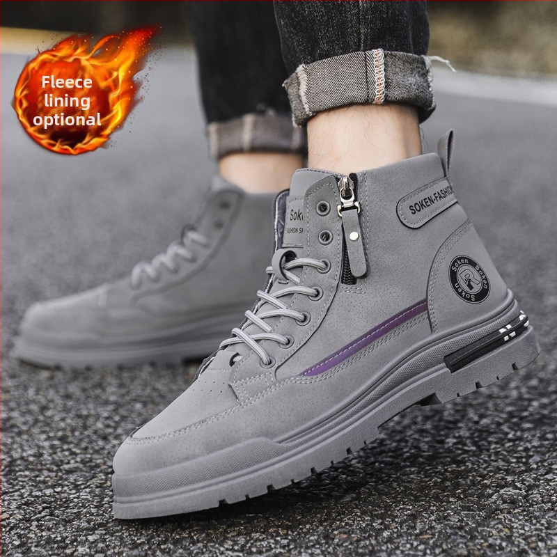 Muške PU kožne visoke outdoor čizme za posao – srednji obujam gležnja, četverokutna đon, injektirana potplata