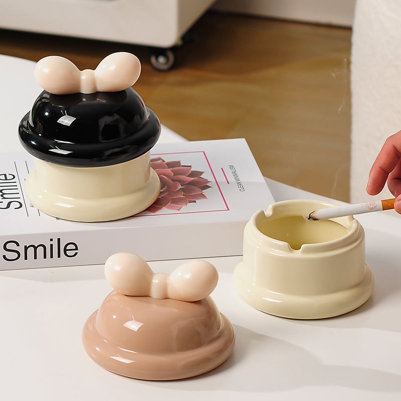 Σταχτοδοχείο με καπάκι από ρητίνη, χειροποίητα βαμμένο με γλάσο, μινιμαλιστικό και μοντέρνο στυλ, σχήματος τόξου