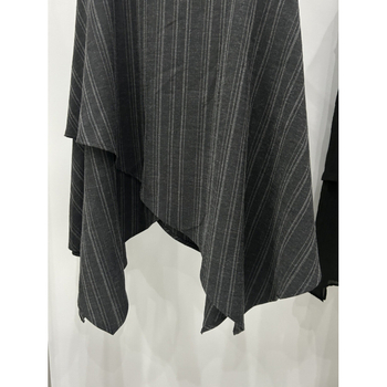 Fustă lungă, asimetrică, cu dungi, din poliester, stil casual japonezo-coreean