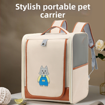 Раница за пренасяне на котки и кучета, Oxford материал, голяма вместимост, животински принт, средно твърда конструкция, марка Yf