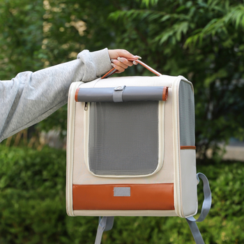 Раница за пренасяне на котки и кучета, Oxford материал, голяма вместимост, животински принт, средно твърда конструкция, марка Yf