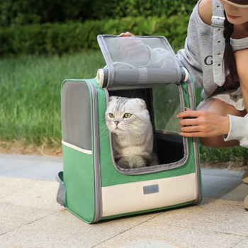 Раница за пренасяне на котки и кучета, Oxford материал, голяма вместимост, животински принт, средно твърда конструкция, марка Yf