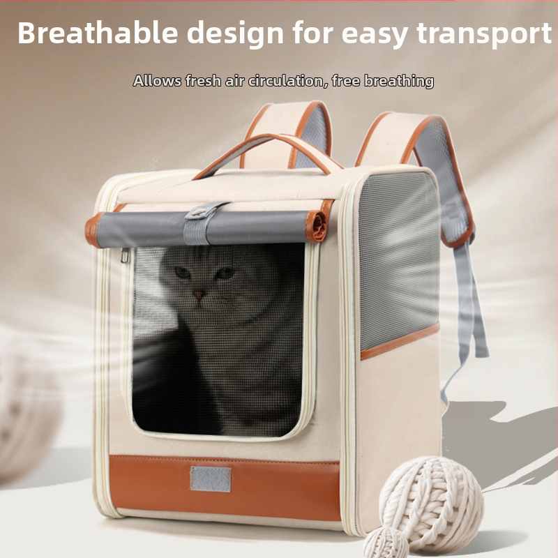 Раница за пренасяне на котки и кучета, Oxford материал, голяма вместимост, животински принт, средно твърда конструкция, марка Yf