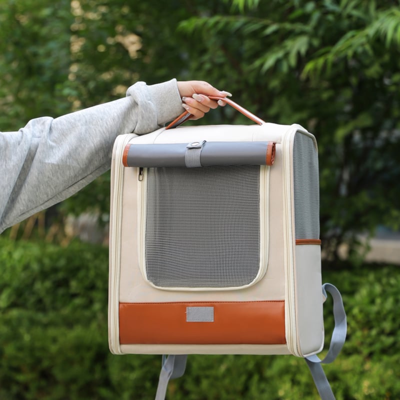 Раница за пренасяне на котки и кучета, Oxford материал, голяма вместимост, животински принт, средно твърда конструкция, марка Yf