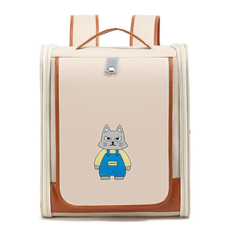 Раница за пренасяне на котки и кучета, Oxford материал, голяма вместимост, животински принт, средно твърда конструкция, марка Yf