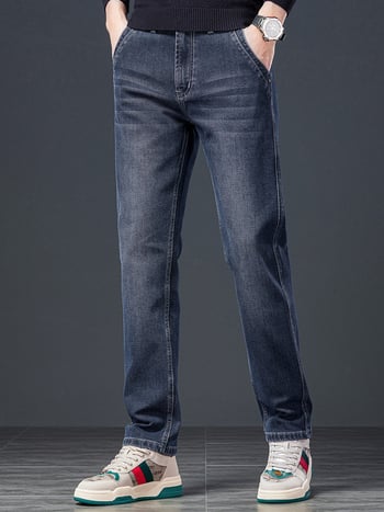 Muške traperice ravnog kroja, opuštene, srednji pojas, pamučni denim s elastanom, zatvarač