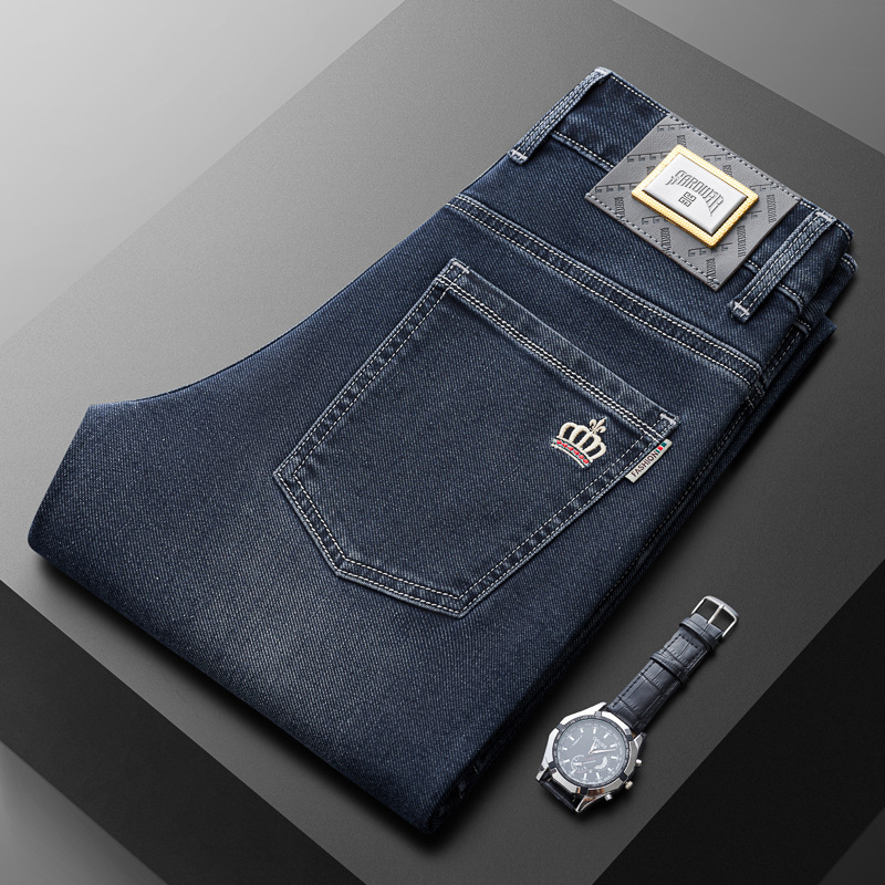 Muške traperice ravnog kroja, opuštene, srednji pojas, pamučni denim s elastanom, zatvarač