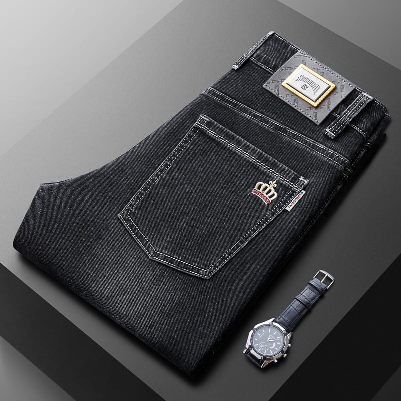 Muške traperice ravnog kroja, opuštene, srednji pojas, pamučni denim s elastanom, zatvarač