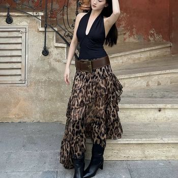 Bodycon suknja od denima s patchworkom, srednja duljina, ulični stil