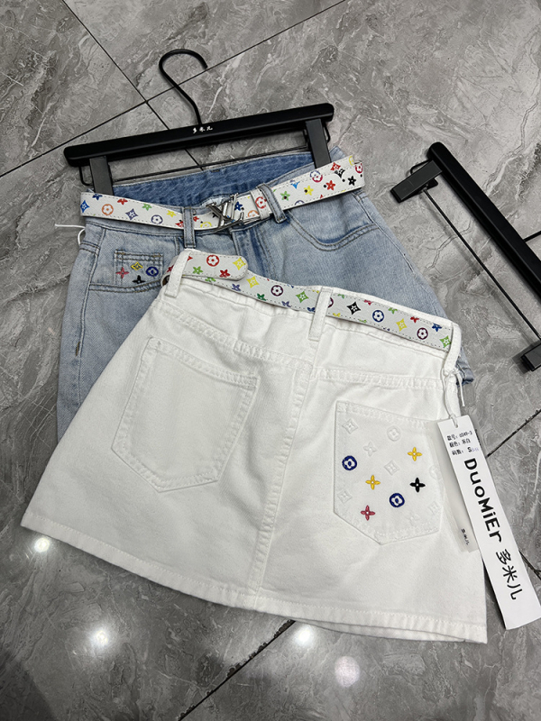 Fustă în linie A, amestec din bumbac-poliester, 95% bumbac, primăvara 2025, stil casual japonez-coreean