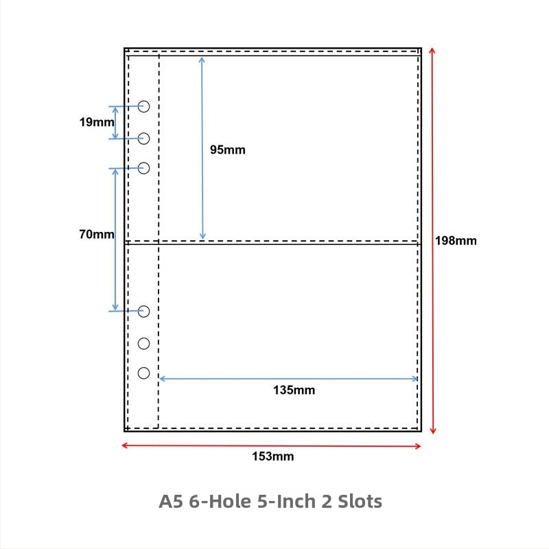 Album za kartice i fotografije sa šest rupa, prozirne PP unutarnje stranice, loose-leaf dizajn, pohrana kartica i fotografija