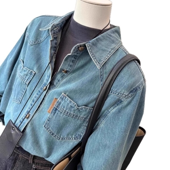 Pólónyakú ing, hosszú ujjú, lazán szabott, hamis kétrészes dizájn