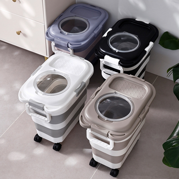 Spremnik za rižu — zatvoren, otporan na vlagu i štiti od insekata; Materijal: PP (PP+TPR+PET), Kapacitet: ≥10 L