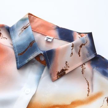 Košulja od poliester satin, Polo ovratnik, dugi rukav, jednostavan stil, jesen 2022