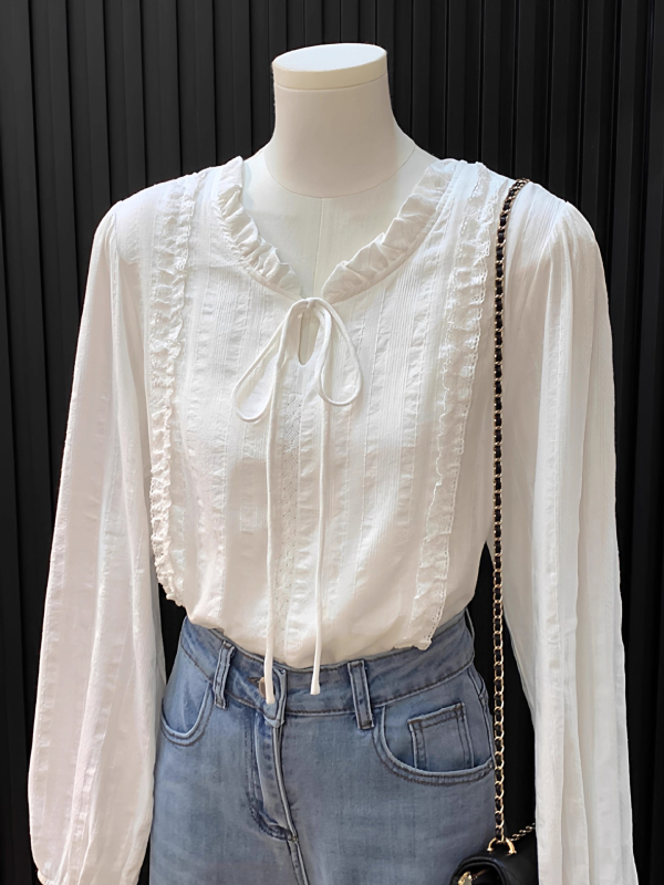 Полиестерна риза с V-образна яка, едноцветна, елегантен делови стил, тесен силует