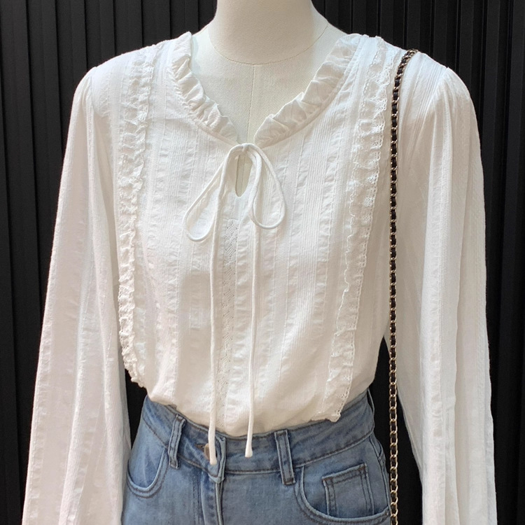 Полиестерна риза с V-образна яка, едноцветна, елегантен делови стил, тесен силует