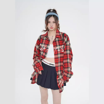 Košulja od poliestera s geometrijskim uzorkom, kvadratni ovratnik, dugi rukav, slobodan kroj