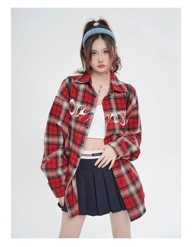 Košulja od poliestera s geometrijskim uzorkom, kvadratni ovratnik, dugi rukav, slobodan kroj