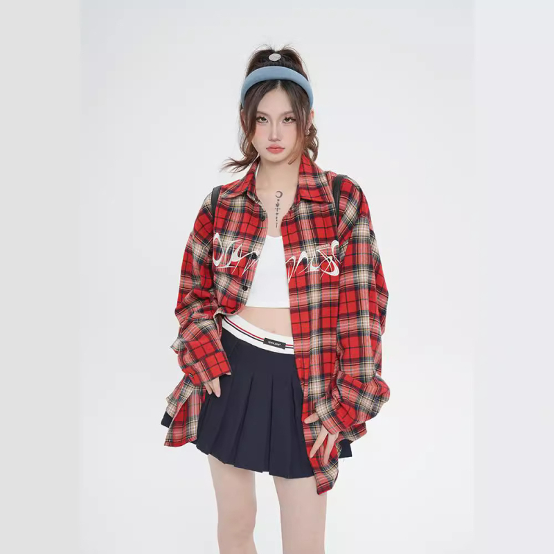 Košulja od poliestera s geometrijskim uzorkom, kvadratni ovratnik, dugi rukav, slobodan kroj