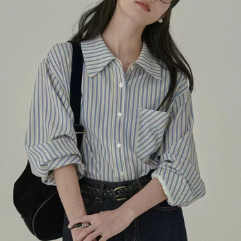 Prugasta košulja s dugim rukavima, ležernog kroja, s reverom ovratnikom