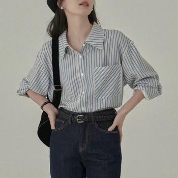 Prugasta košulja s dugim rukavima, ležernog kroja, s reverom ovratnikom