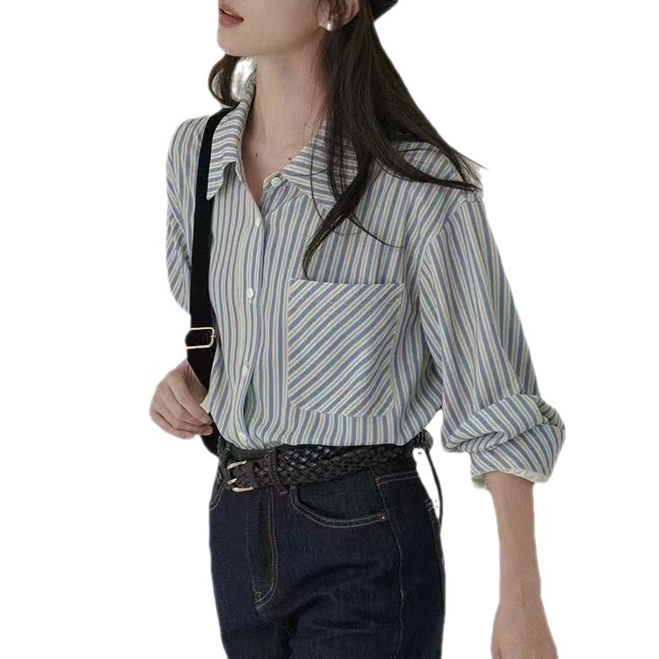 Prugasta košulja s dugim rukavima, ležernog kroja, s reverom ovratnikom