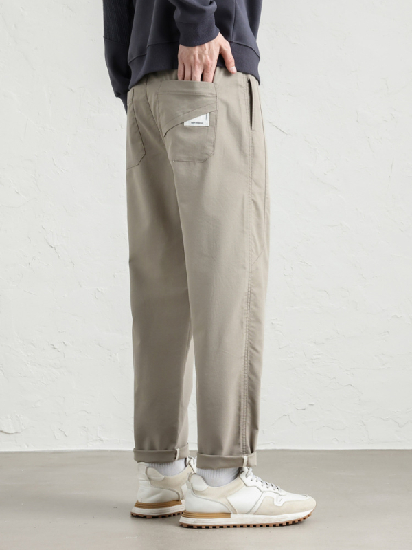 WOOG2005 Muške hlače ravnog kroja od lana i lyocella, ljeto 2025, srednji pojas, zatvaranje šnurlom