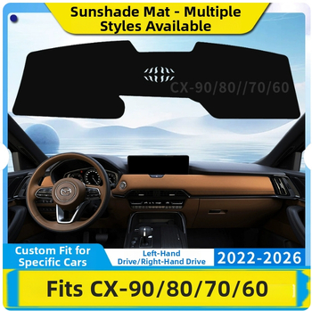 Kožená slnečná podložka pre panel prístrojov do Mazda CX-60/CX-70/CX-80/CX-90 (pravostranné riadenie), univerzálne pre všetky štyri ročné obdobia, s logom