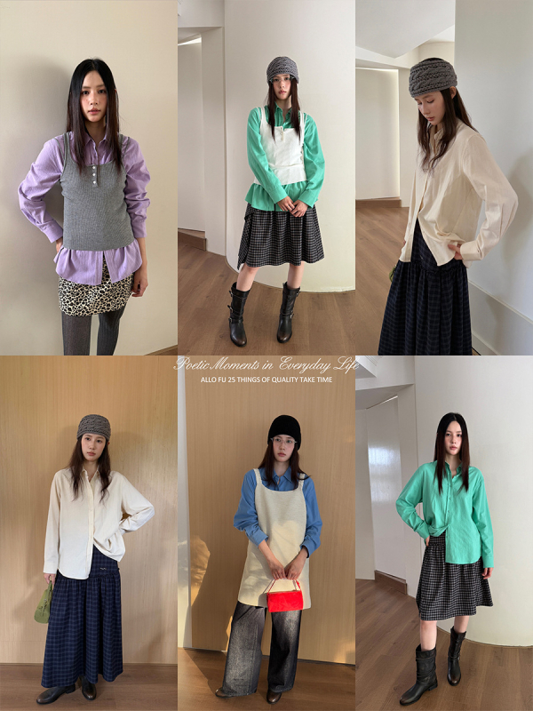 Košulja, osnovni korejski stil, 95% pamuk, dugi rukav, labav kroj (duljina 65–80 cm)