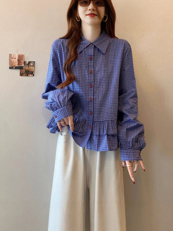 Ženska košulja s dugim rukavima, slobodan kroj, polo ovratnik, srednja duljina, jesen 2025