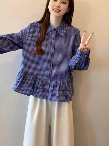 Ženska košulja s dugim rukavima, slobodan kroj, polo ovratnik, srednja duljina, jesen 2025