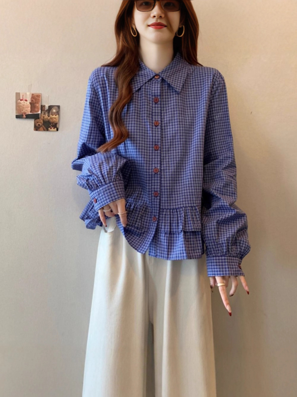 Ženska košulja s dugim rukavima, slobodan kroj, polo ovratnik, srednja duljina, jesen 2025