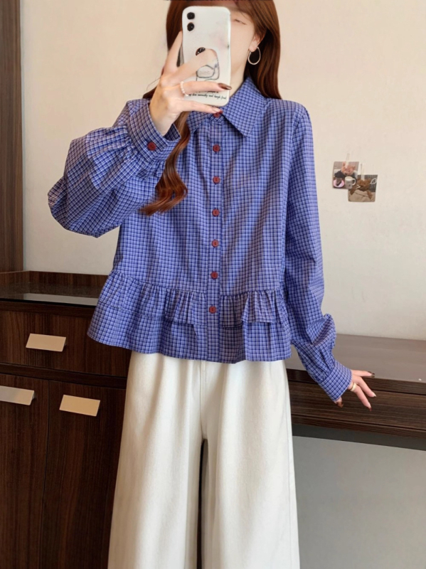 Ženska košulja s dugim rukavima, slobodan kroj, polo ovratnik, srednja duljina, jesen 2025