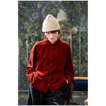 Женска риза от памук и еластан, свободна кройка, яка с лацкан, дълги ръкави, топла и приятна към кожата