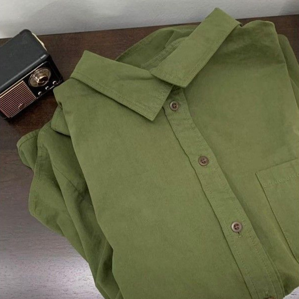 Ženska pamučna košulja s polo ovratnikom, dugi rukav, ležerna silueta, jednobojni uzorak, korejski casual dizajn