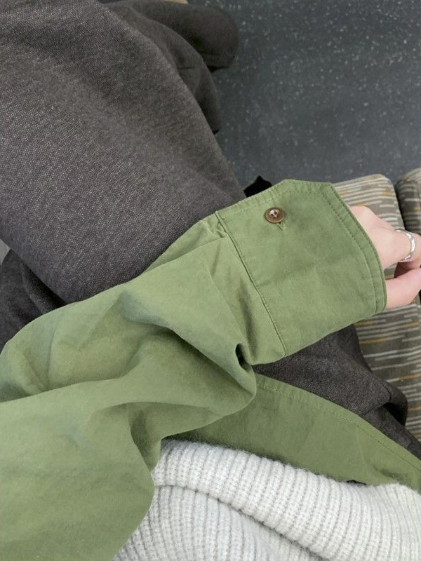 Ženska pamučna košulja s polo ovratnikom, dugi rukav, ležerna silueta, jednobojni uzorak, korejski casual dizajn