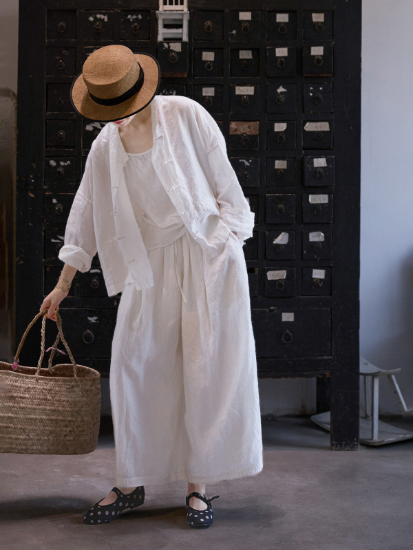 Bluza Ramie, batwing rukavi, stojeći ovratnik, produženi kroj (>100 cm)