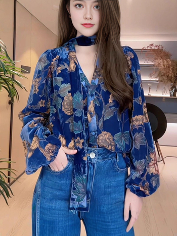 Poliesterska košulja s V-izrezom i dugim rukavima, ležerni kroj, elegantan uredski stil, jesen 2025