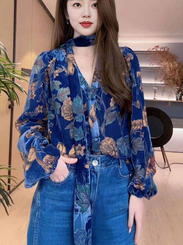 Poliesterska košulja s V-izrezom i dugim rukavima, ležerni kroj, elegantan uredski stil, jesen 2025