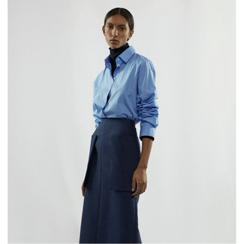 Ženska pamučna košulja, slobodan kroj, dugi rukavi, ovratnik s reverom, prednje dugme, 95% pamuka