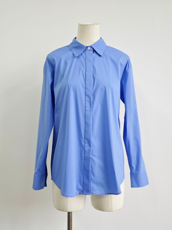 Ženska pamučna košulja, slobodan kroj, dugi rukavi, ovratnik s reverom, prednje dugme, 95% pamuka