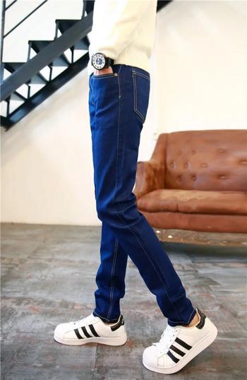 Traperice - korejski stil, uski kroj, srednji pojas, denim s 95% poliester