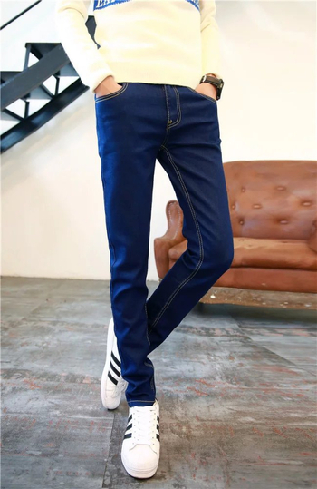 Traperice - korejski stil, uski kroj, srednji pojas, denim s 95% poliester