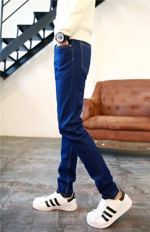 Traperice - korejski stil, uski kroj, srednji pojas, denim s 95% poliester
