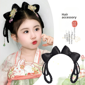 Kratka perika u stilu dinastije Han za djecu, s toplinski otporna žica – integrirani čvor za kosu i dodatak za glavu VM339