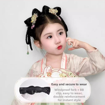 Kratka perika u stilu dinastije Han za djecu, s toplinski otporna žica – integrirani čvor za kosu i dodatak za glavu VM339