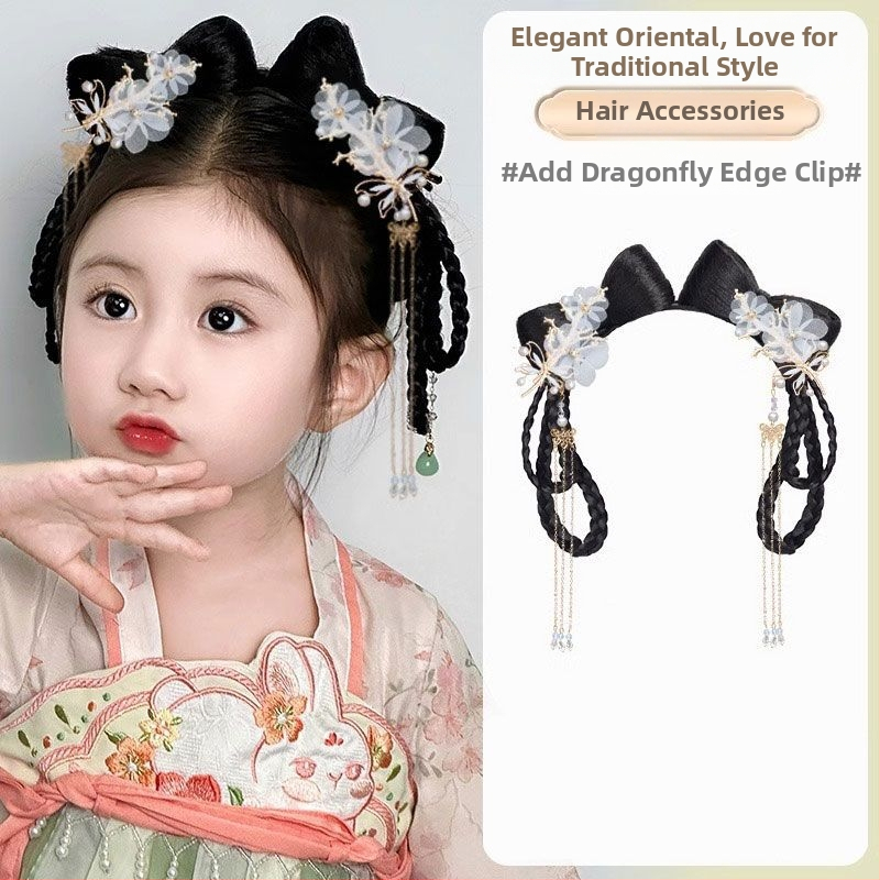 Kratka perika u stilu dinastije Han za djecu, s toplinski otporna žica – integrirani čvor za kosu i dodatak za glavu VM339