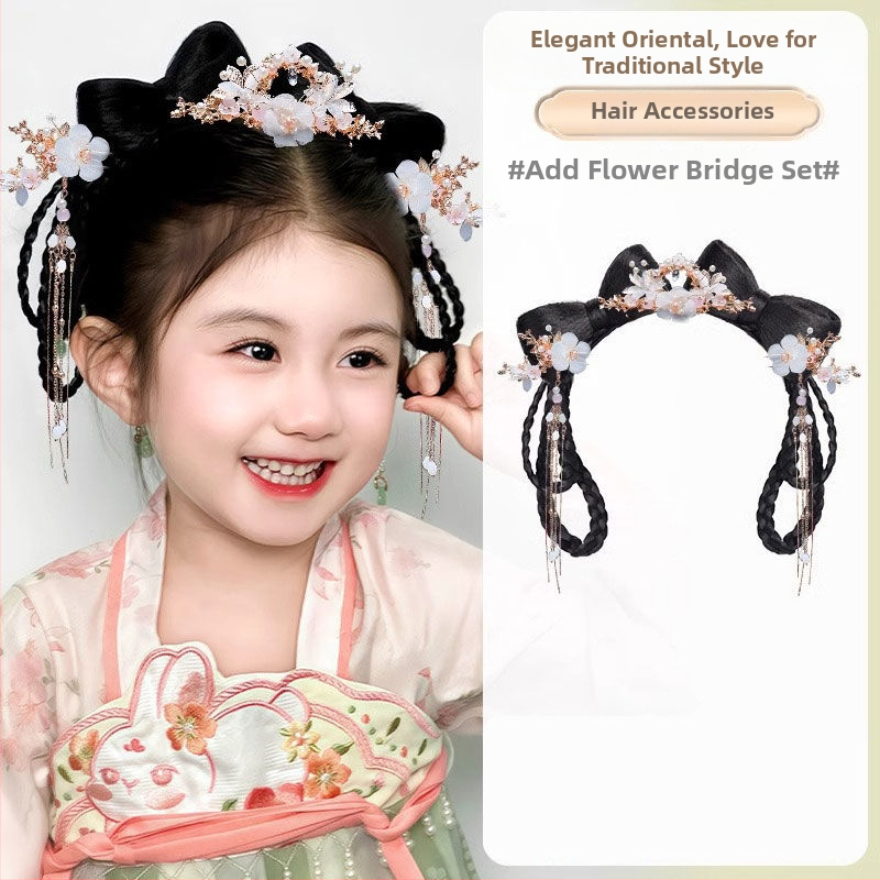 Kratka perika u stilu dinastije Han za djecu, s toplinski otporna žica – integrirani čvor za kosu i dodatak za glavu VM339